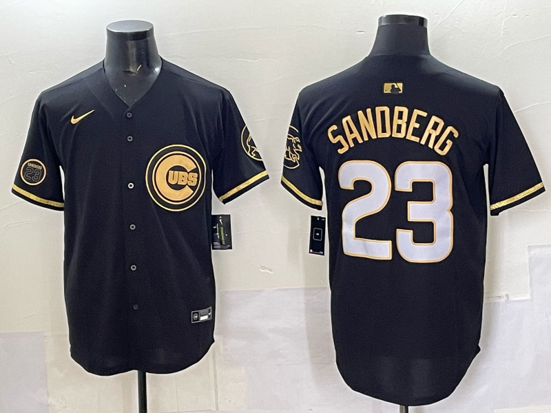 Men Chicago Cubs #23 Sandberg black Nike MLB 2025 Jersey 016